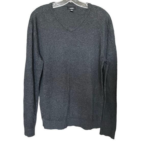 Alfani Mens V-Neck Sweater Pullover Stretch Long Sleeve Medium Grey Classiccore - Picture 1 of 9